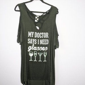 Cold Shoulder Shirt, Black, Sz 3XL